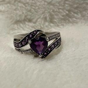 Size 6 Silver Ring with Amethyst Stone